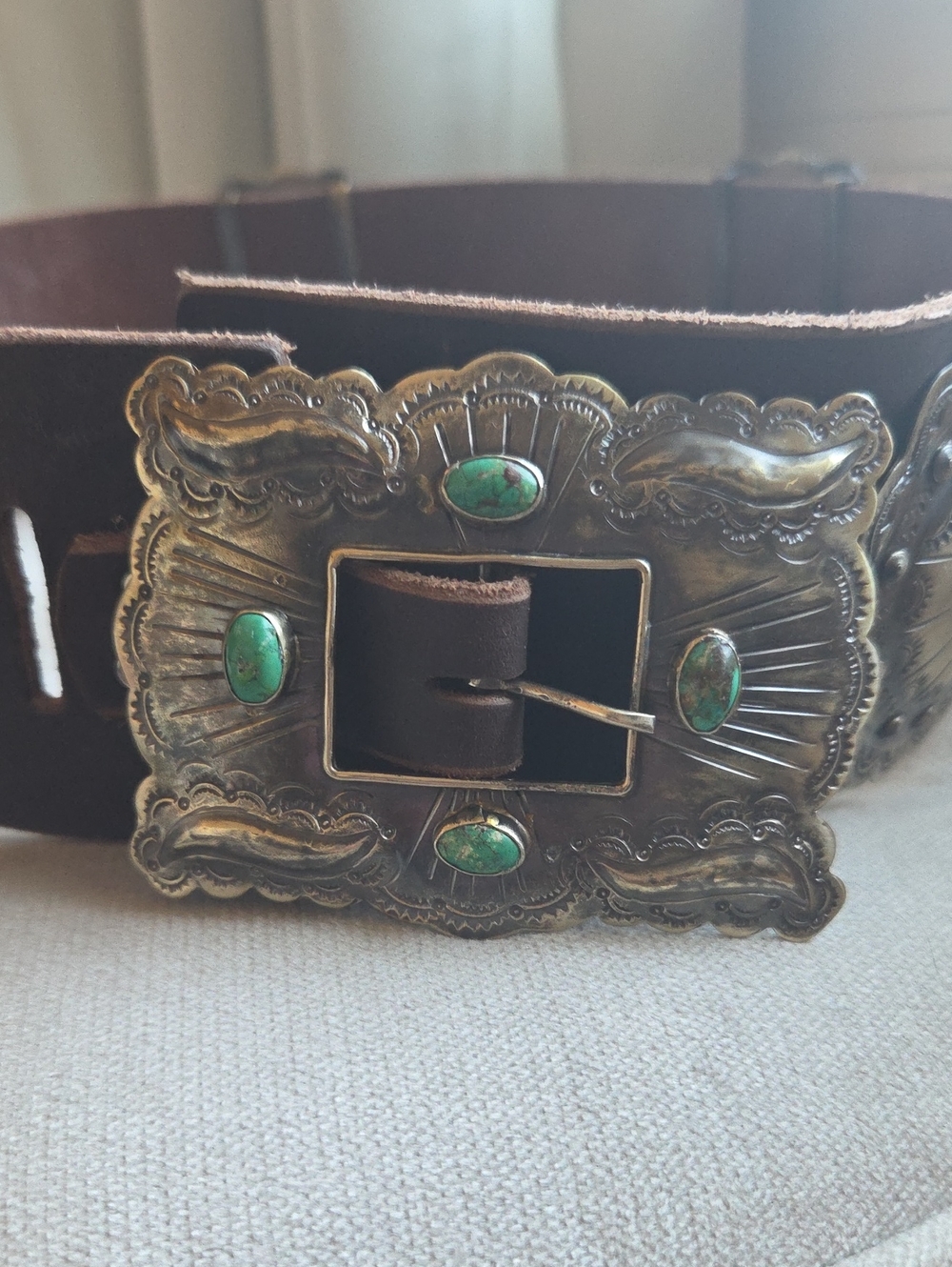 RQ Turquoise Marvel Concho belt. L/XL New - Picture 3 of 9